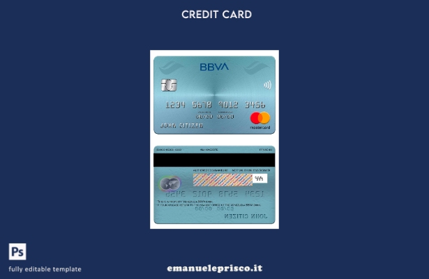 modello di mastercard bancario Venezuela BBVA in stile verificato